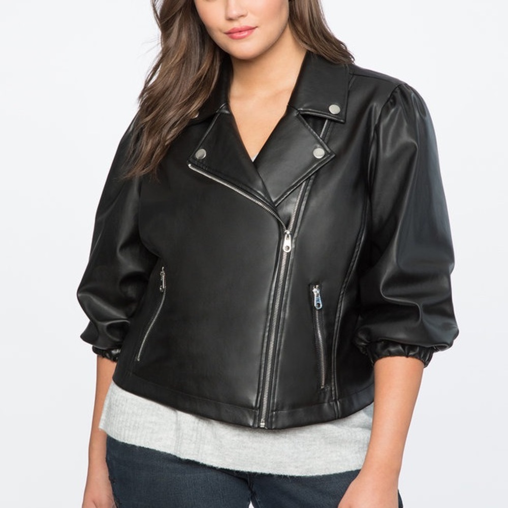 ISO: Eloquii Puff Sleeve Leather Jacket Size 22/24